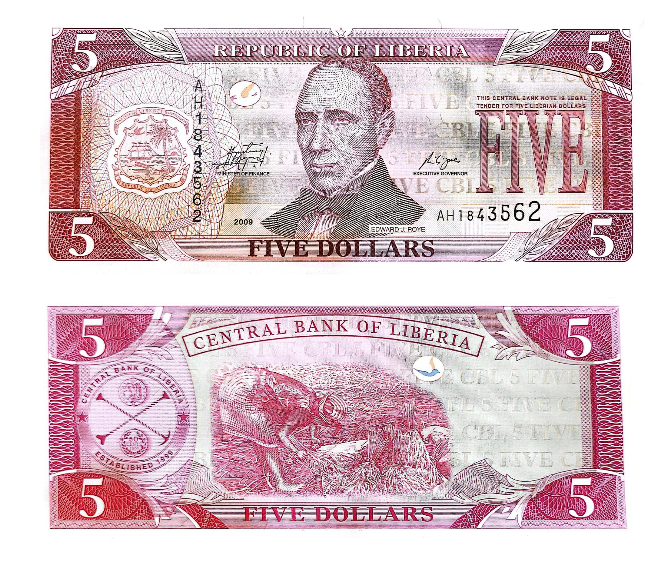 Liberia  #26e   5 Dollars